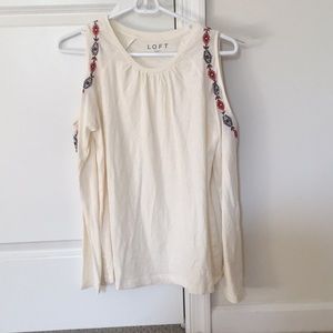 Cute loft cold shoulder blouse with embroidery